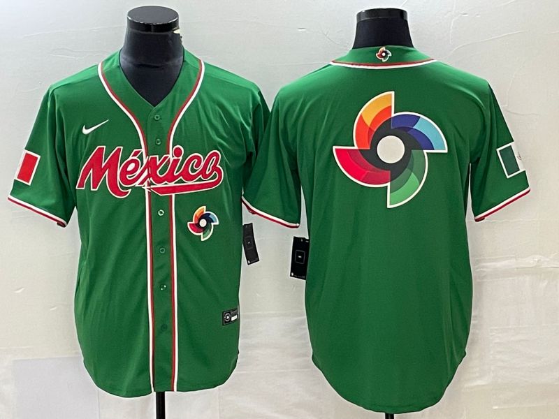 Men 2023 World Cub Mexico Blank Green Nike MLB Jersey13